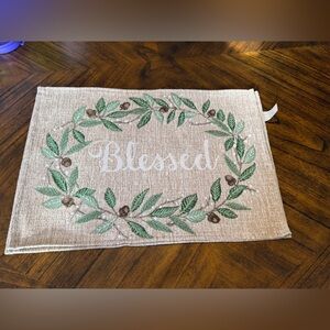 Embroidered 'Blessed' Table Runner